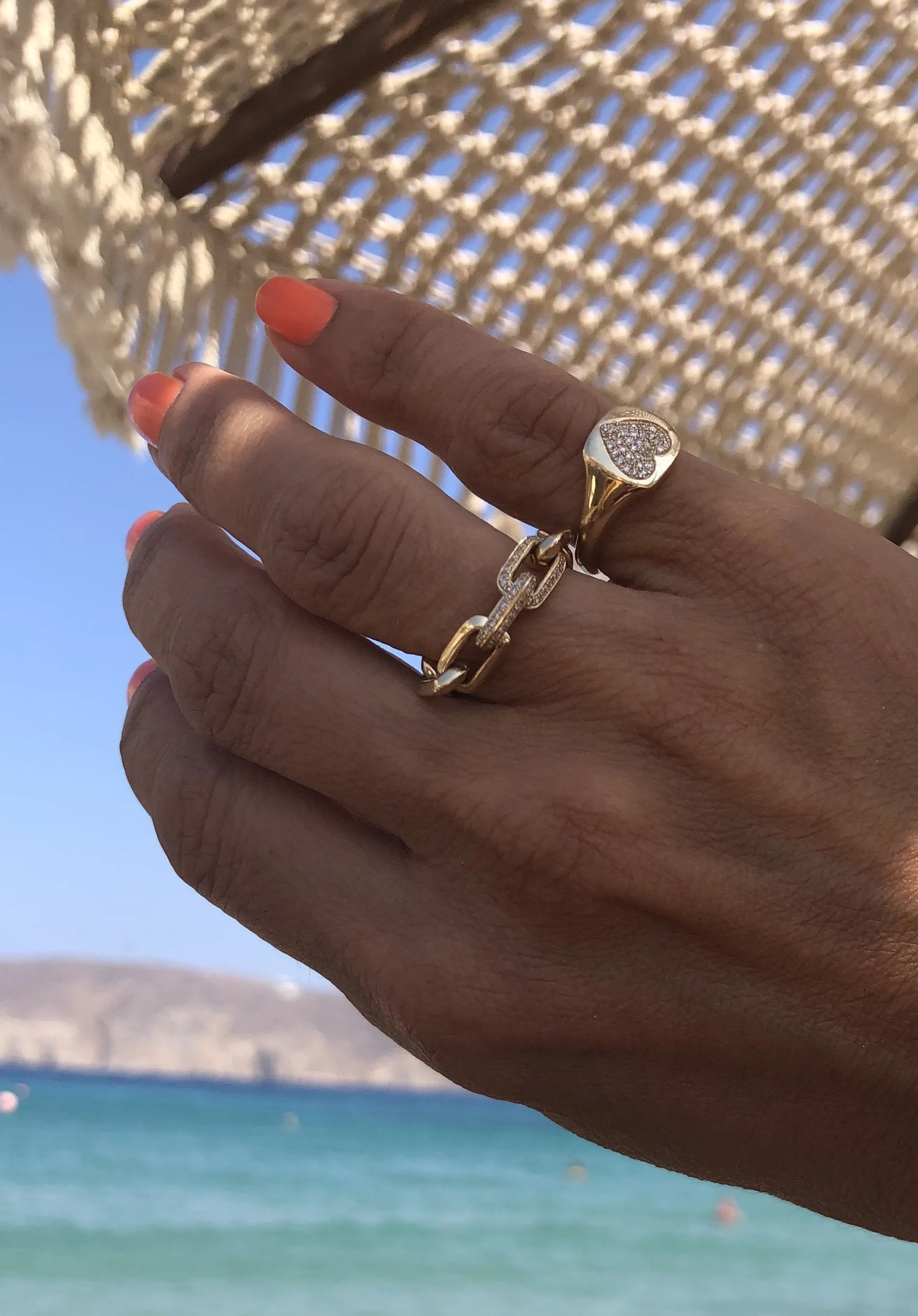 14KT Gold Diamond Heart Pinky Ring