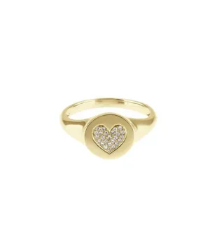14KT Gold Diamond Heart Pinky Ring