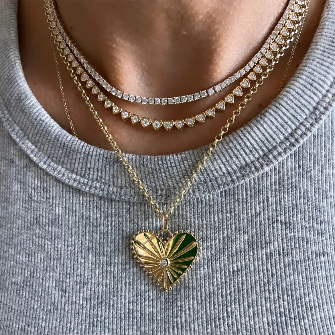 14KT Gold Diamond Larna Heart Charm Pendant