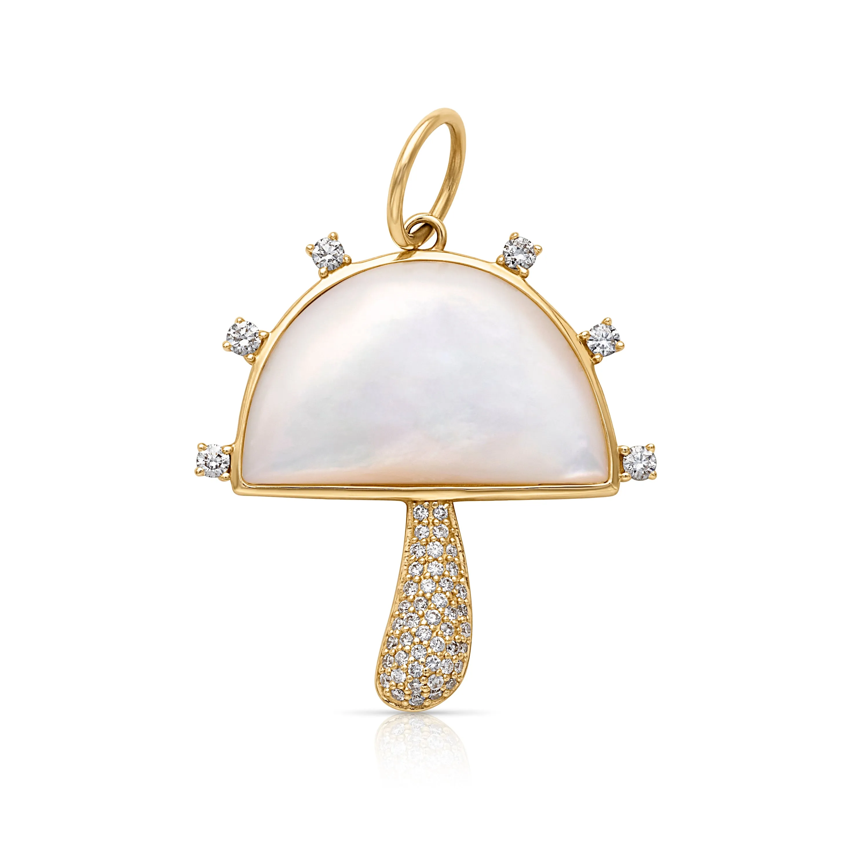 14KY Mother of Pearl Mushroom with Pave Stem