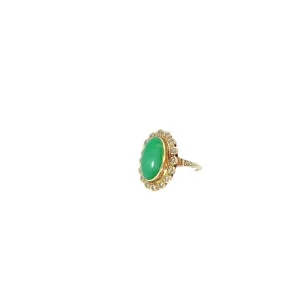 14KY VINTAGE JADE AND DIAMOND RING