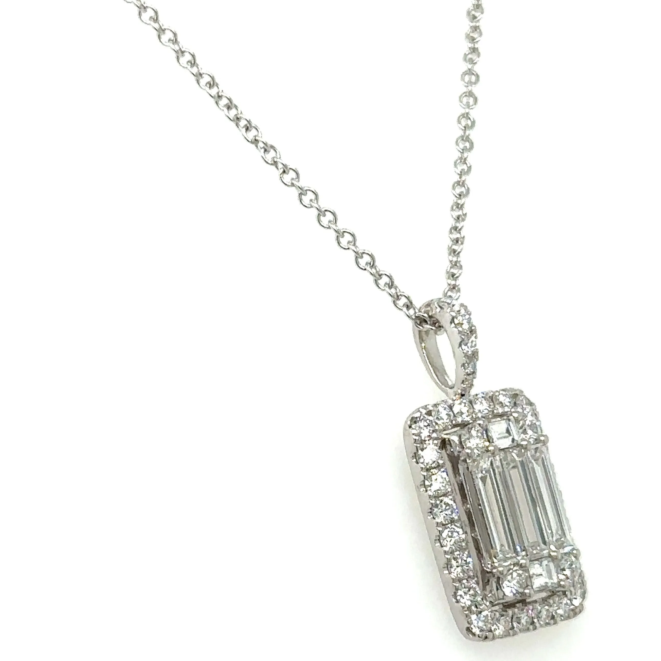 1.50ct tw Diamond Emerald Cut Invisible-set Pendant Necklace