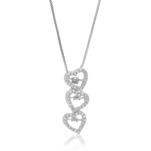 1/6 cttw Lab Grown Diamond Triple Heart Pendant in Sterling Silver