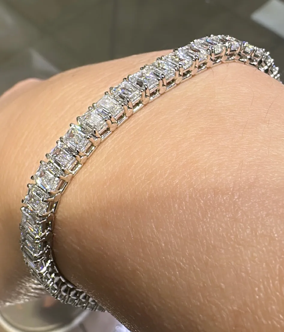 16.77ct tw All GIA Certified 50 Emerald Cut Riviera Tennis Bracelet Crafted Luxurious Platinum