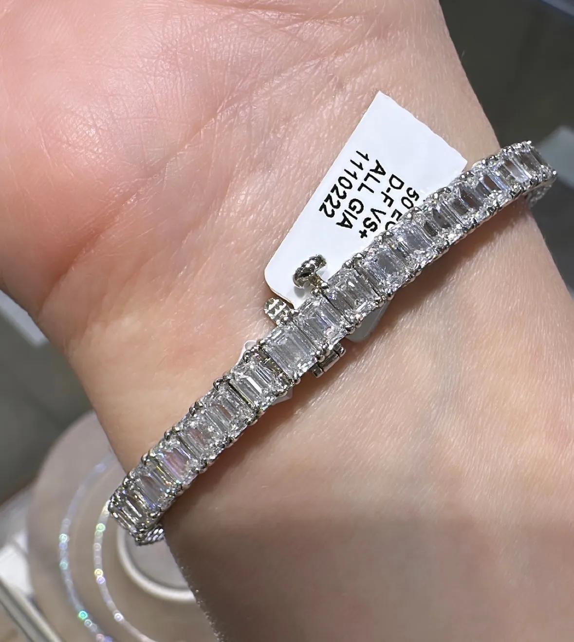16.77ct tw All GIA Certified 50 Emerald Cut Riviera Tennis Bracelet Crafted Luxurious Platinum