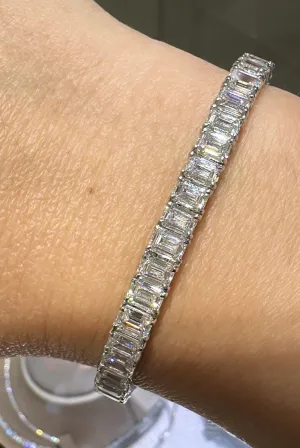 16.77ct tw All GIA Certified 50 Emerald Cut Riviera Tennis Bracelet Crafted Luxurious Platinum