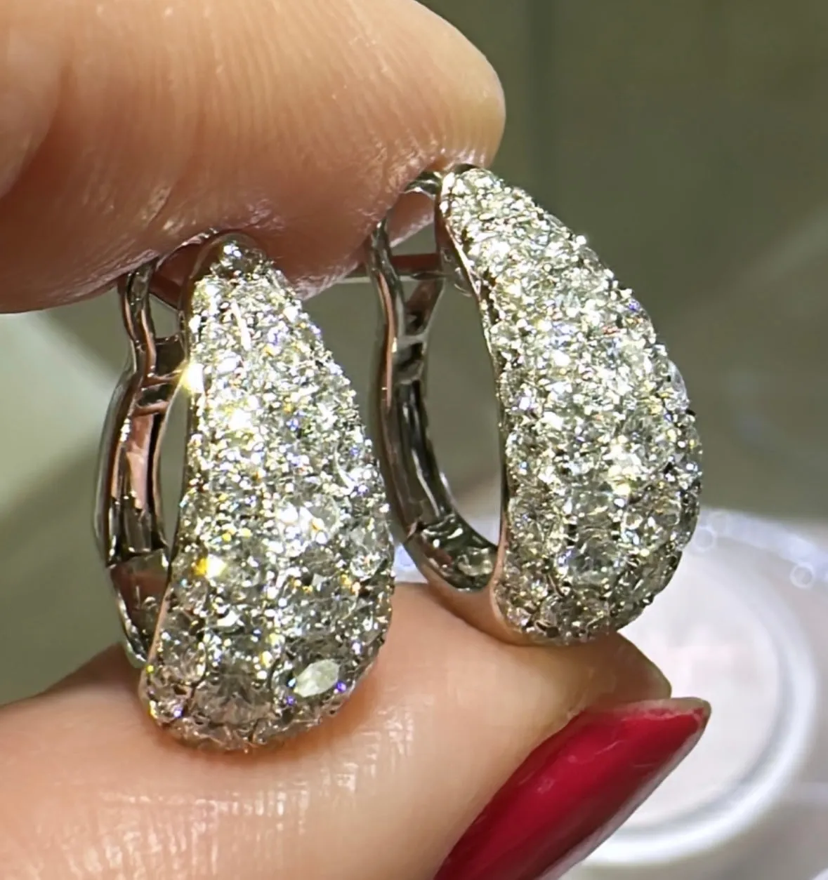 1.73ct t.w. Five Row Pave Diamond Earrings