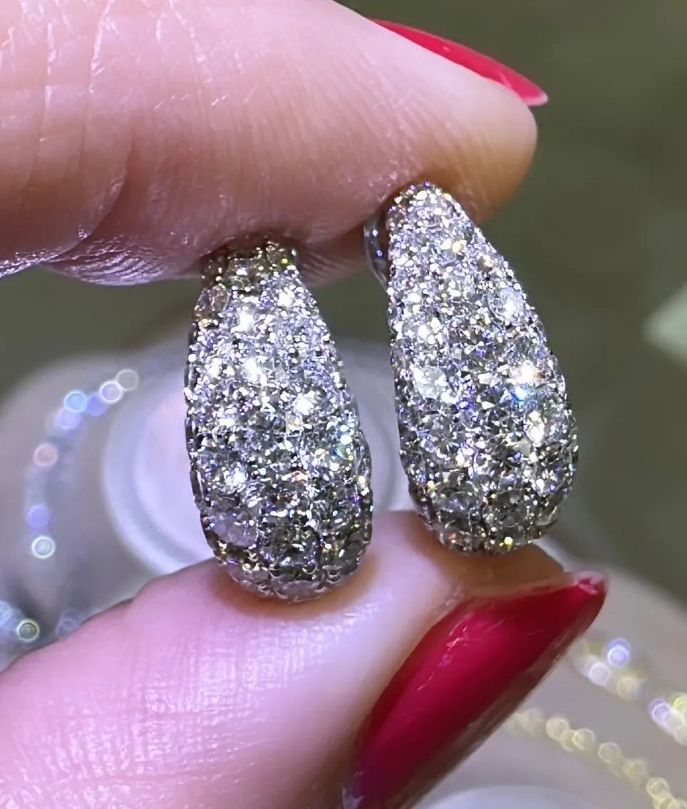 1.73ct t.w. Five Row Pave Diamond Earrings