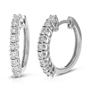 1/8 cttw Lab Grown Diamond Hoop Earrings in Sterling Silver