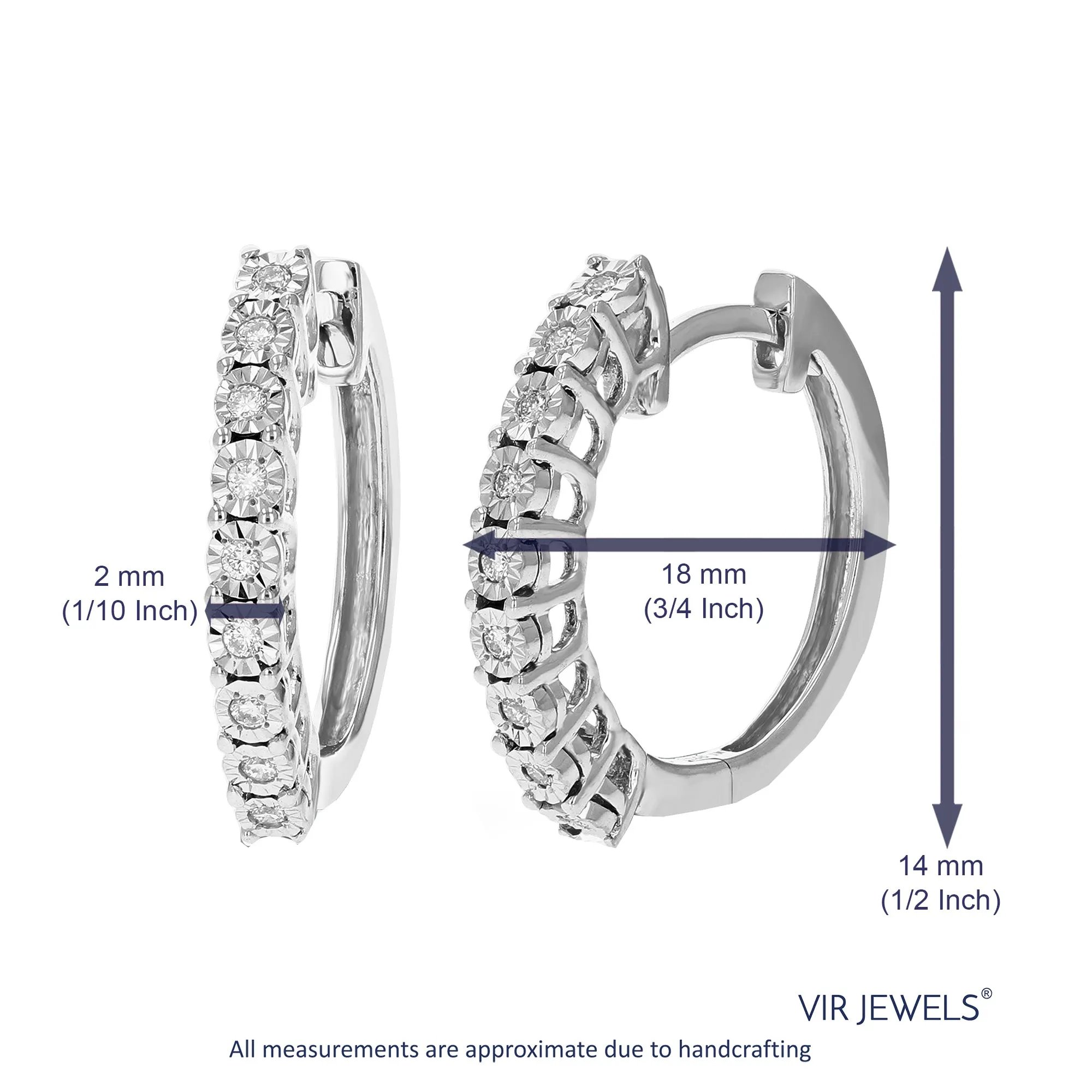 1/8 cttw Lab Grown Diamond Hoop Earrings in Sterling Silver