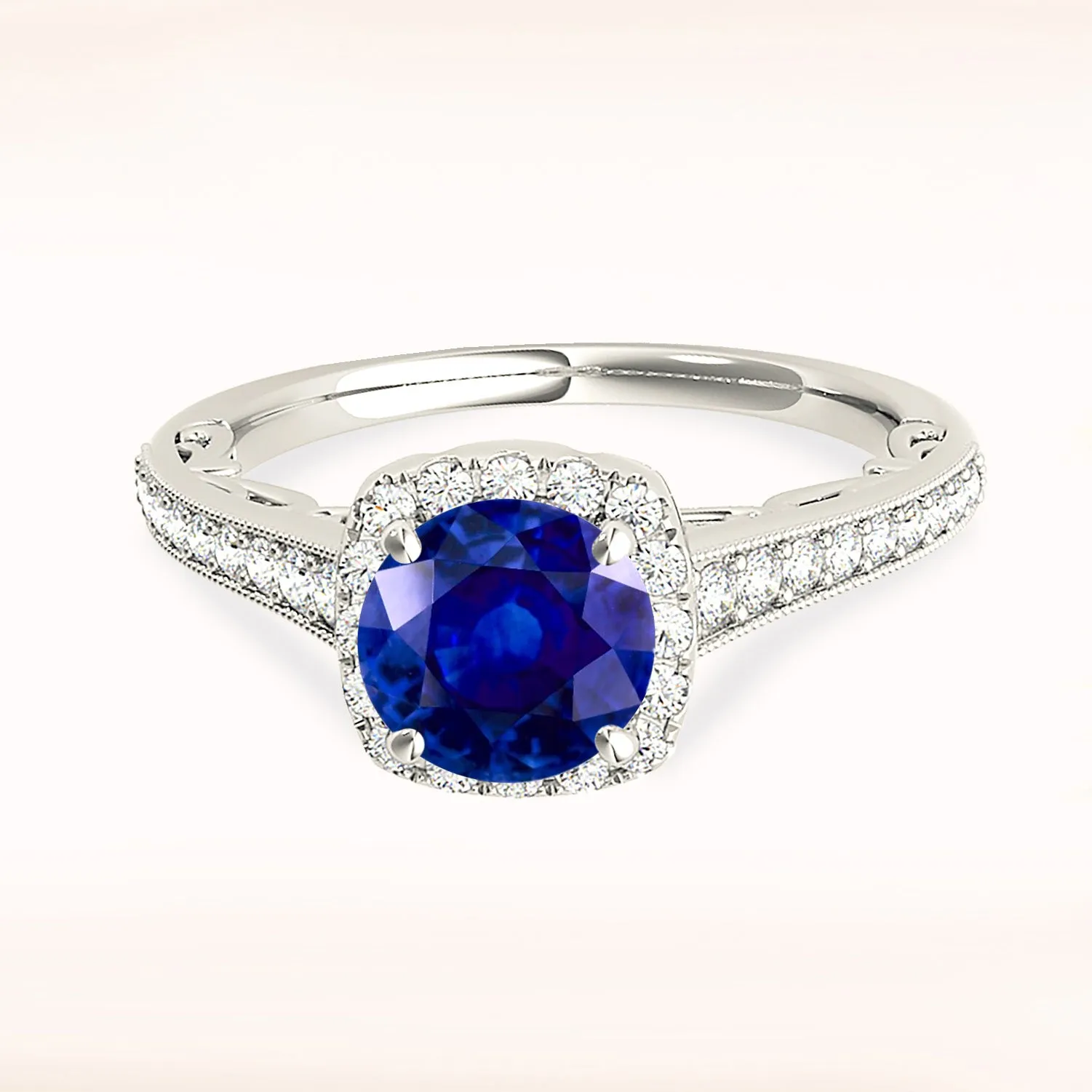1.80 ct. Genuine Blue Round Sapphire Ring