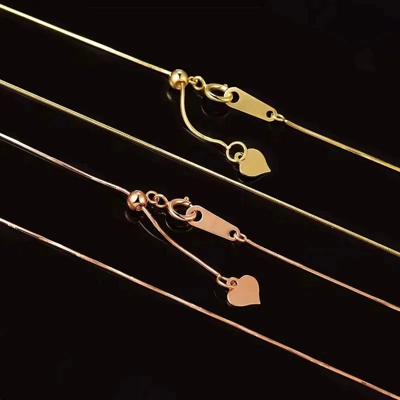 18k Solid Gold Snake Bone Chain Necklace