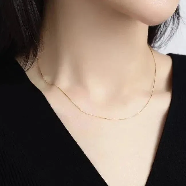 18k Solid Gold Snake Bone Chain Necklace