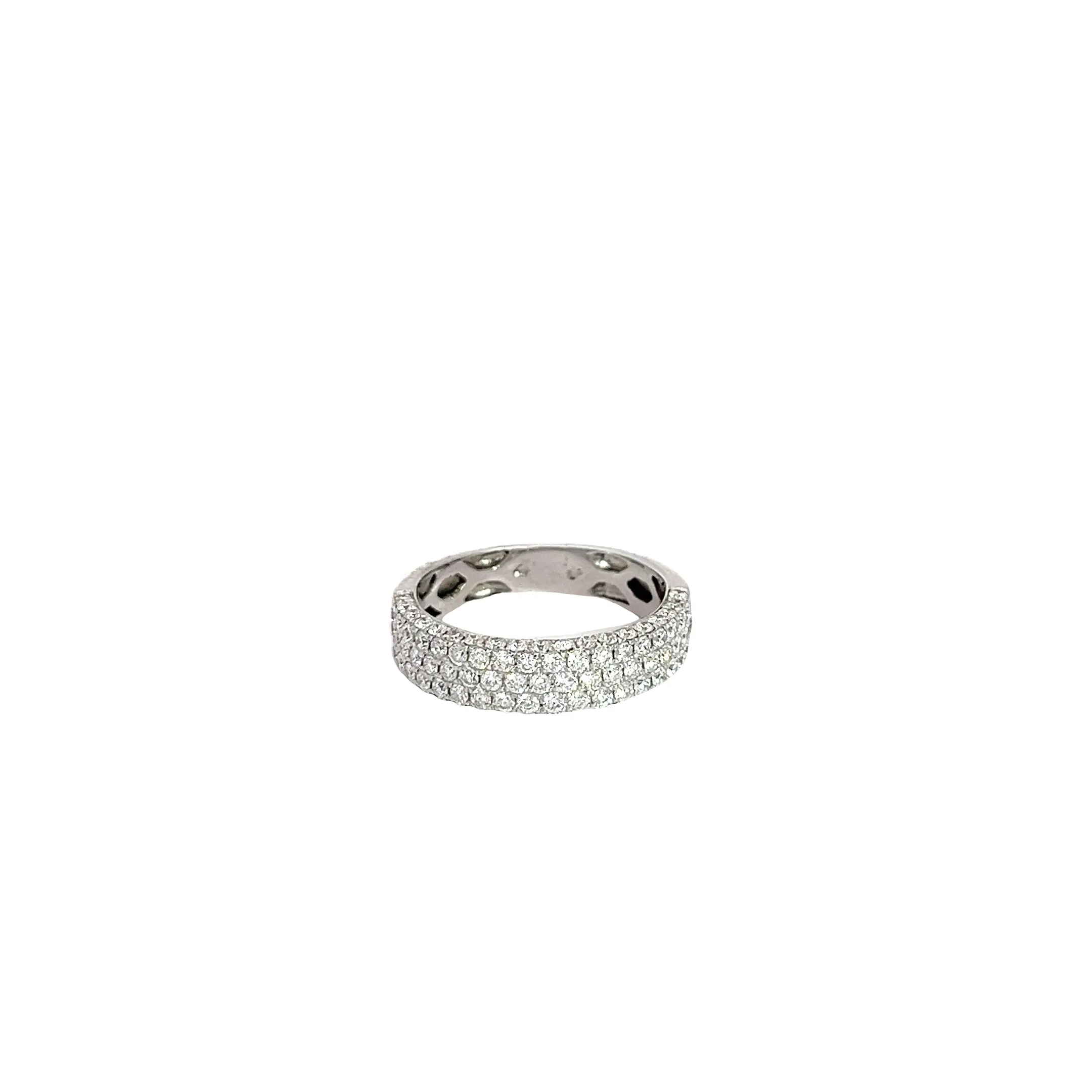 18k White Gold 1.00CT G VS2 3 Row Round Diamond Ring Size 8