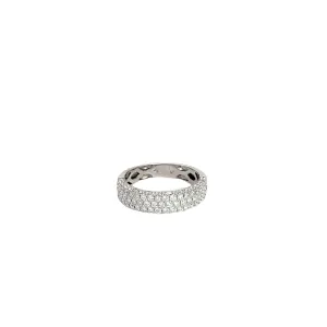 18k White Gold 1.00CT G VS2 3 Row Round Diamond Ring Size 8