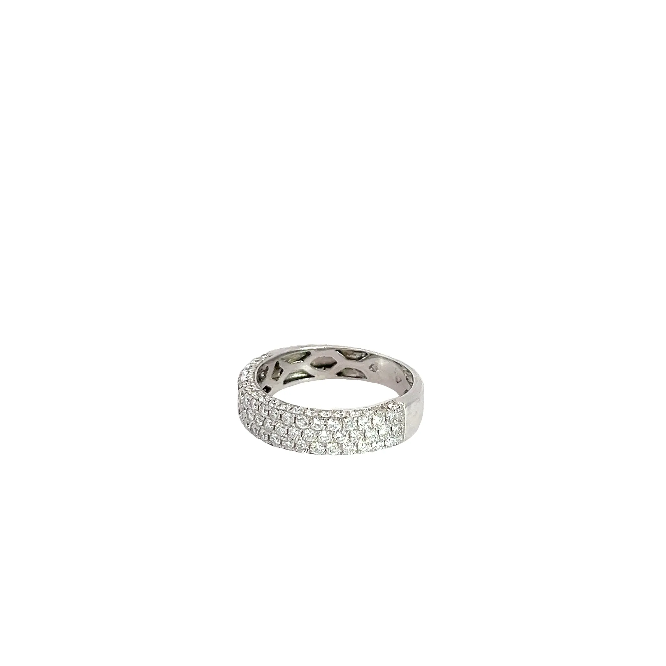 18k White Gold 1.00CT G VS2 3 Row Round Diamond Ring Size 8
