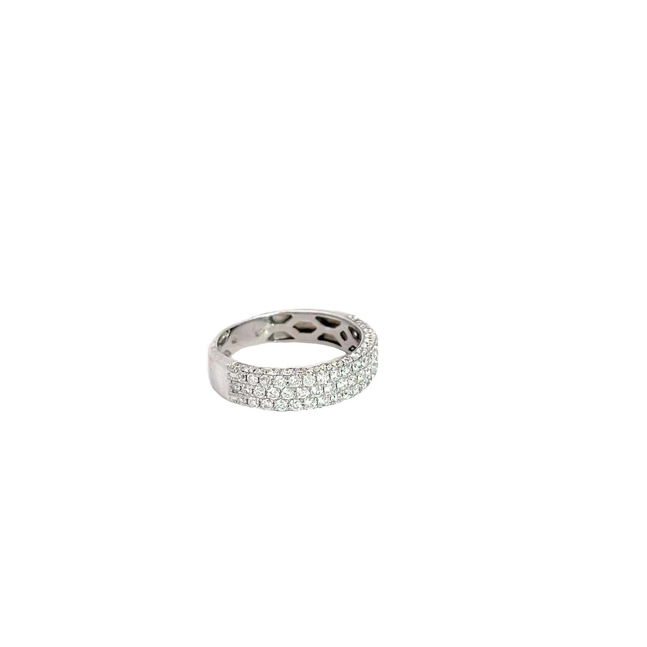 18k White Gold 1.00CT G VS2 3 Row Round Diamond Ring Size 8