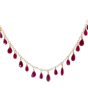 18k Yellow Gold 20.00ct Briolette Cut Ruby Necklace