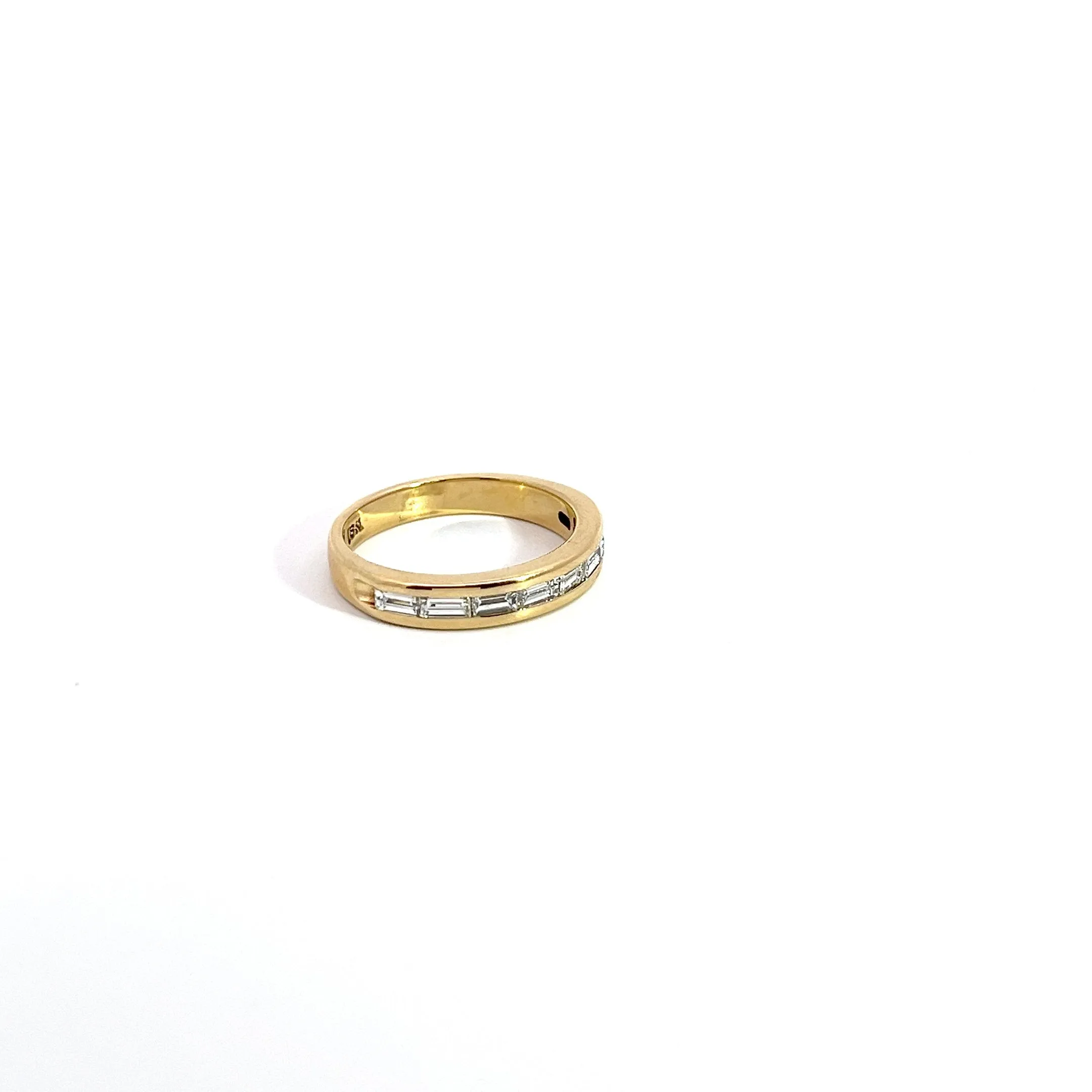 18k Yellow Gold .75ct E VS2 Baguette Diamond Wedding Band Ring Size 6 1/2