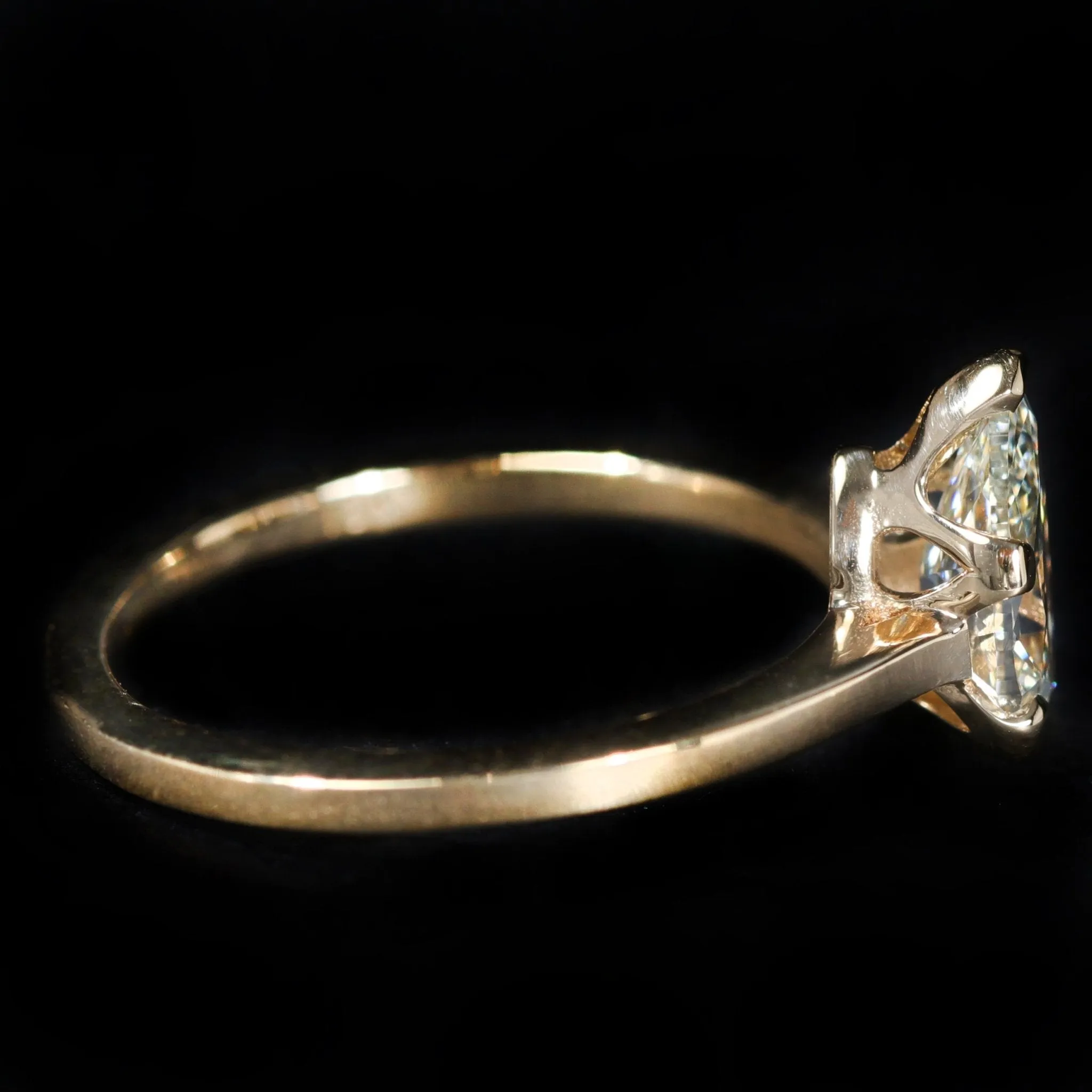 18K Yellow Gold GIA 1.15 Carat Antique Pear Cut Diamond Engagement Ring