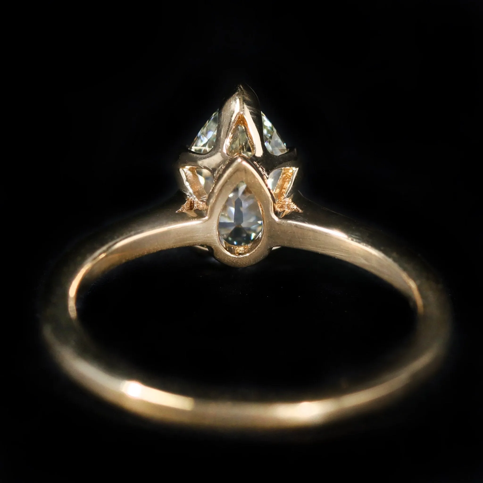 18K Yellow Gold GIA 1.15 Carat Antique Pear Cut Diamond Engagement Ring