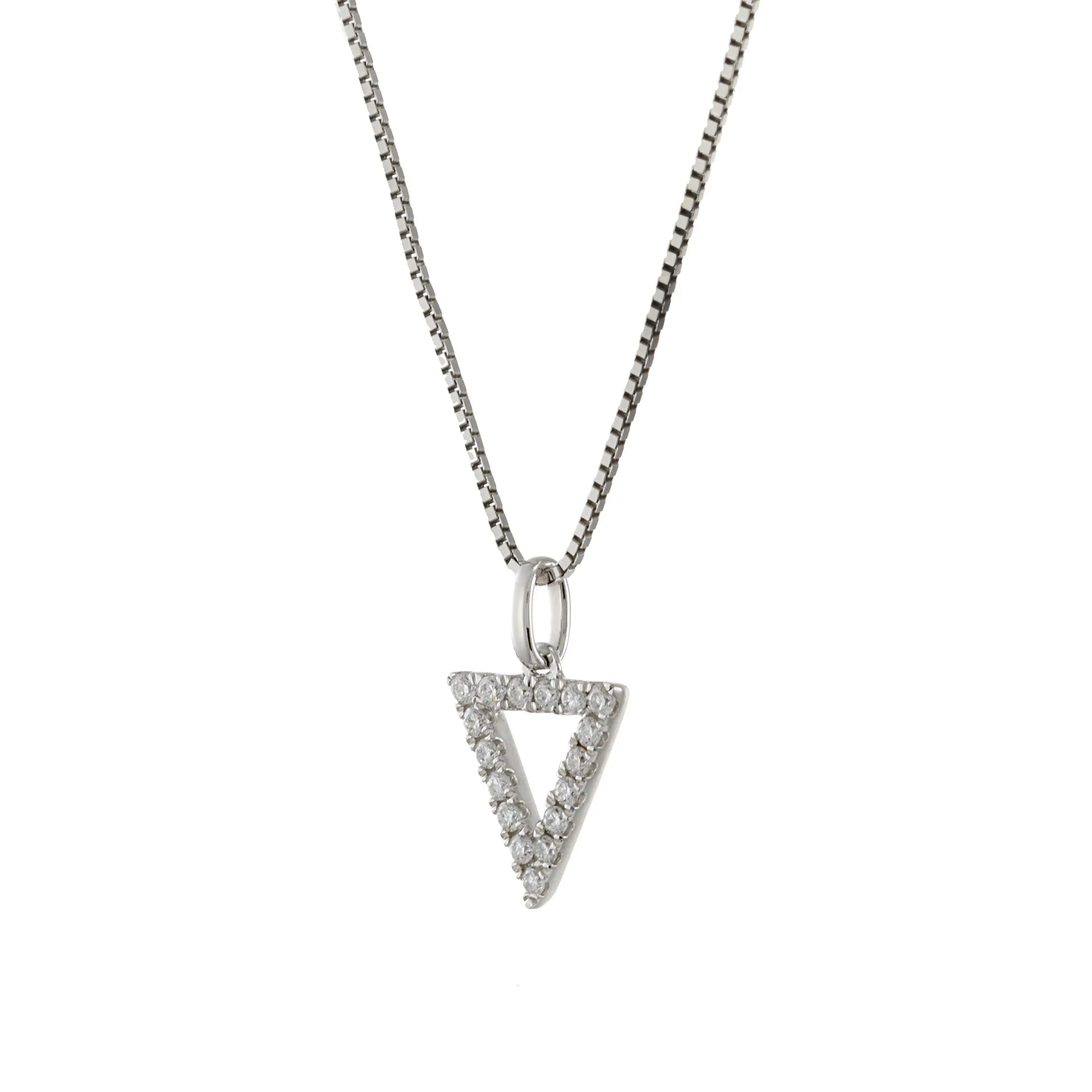 18KT White Gold Triangle Shaped Diamond Pendant