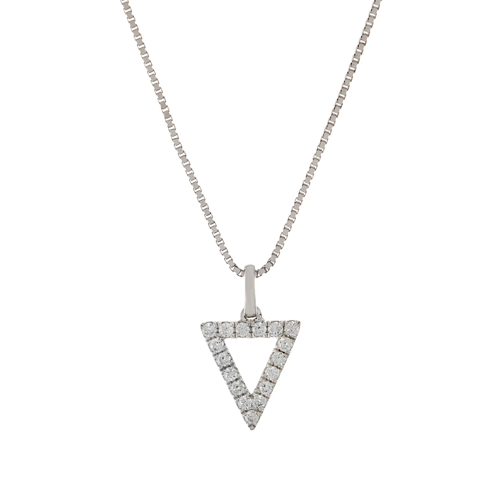 18KT White Gold Triangle Shaped Diamond Pendant
