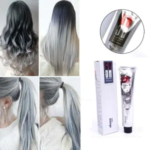 1Pc 100Ml Fashion Light Gray Color Natural Permanent Super Hair Dye Cream