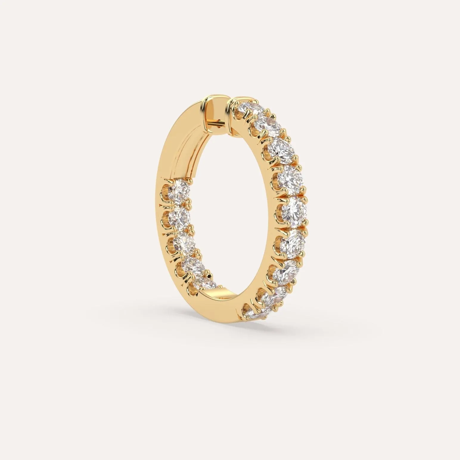 2 carat Single Diamond Hoop Earring