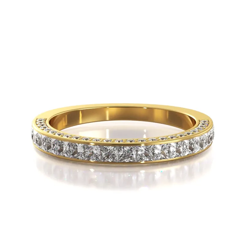 2.02 ct Princess And Round Diamond Wedding Band