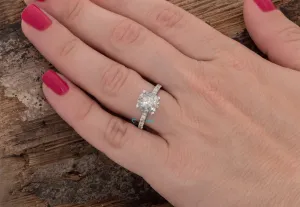 2.12 ct Salt and Pepper diamond engagement ring- 14k White Gold ring