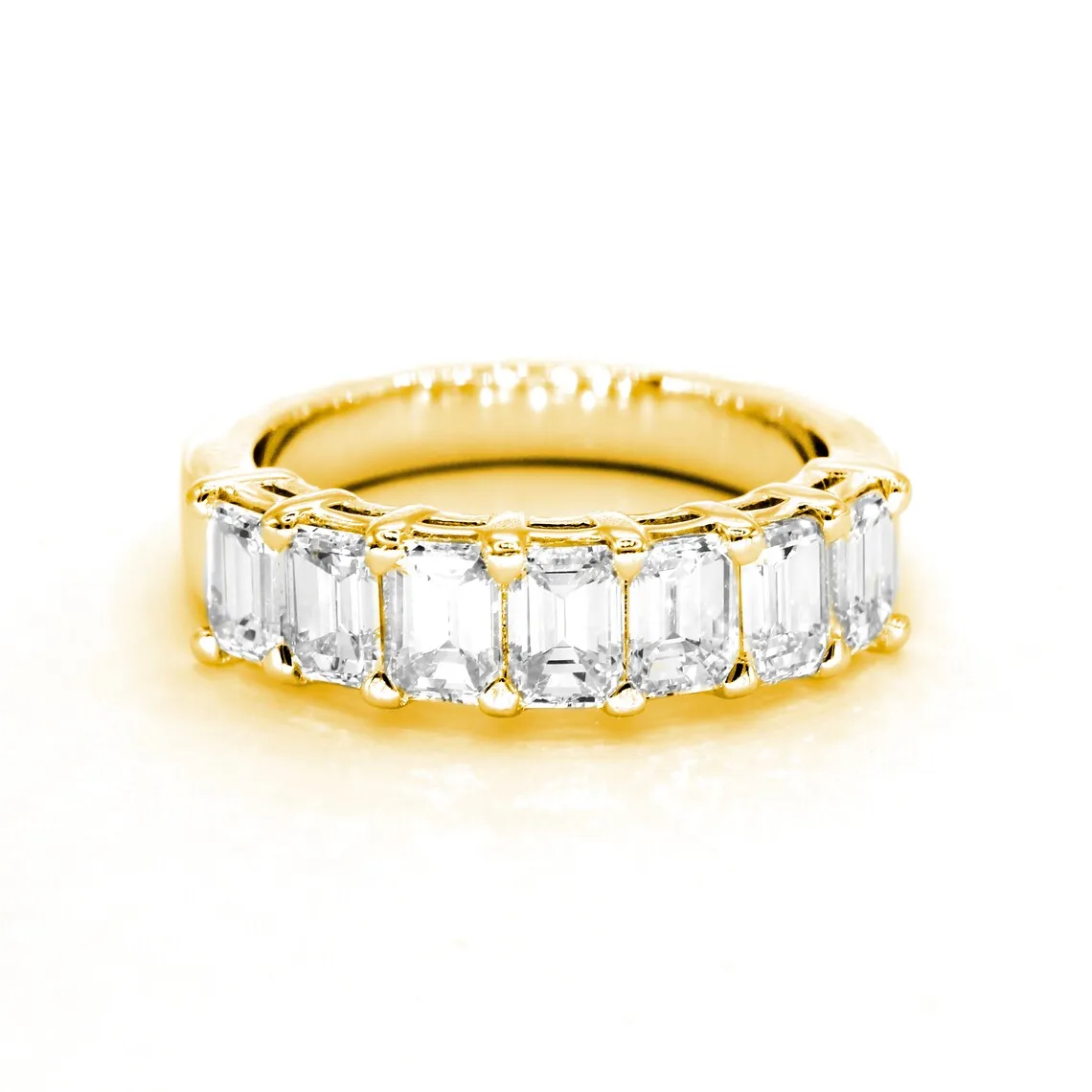 2.17 ct. Emerald Cut Diamond Wedding Band, 7 Stone Ring Anniversary Ring