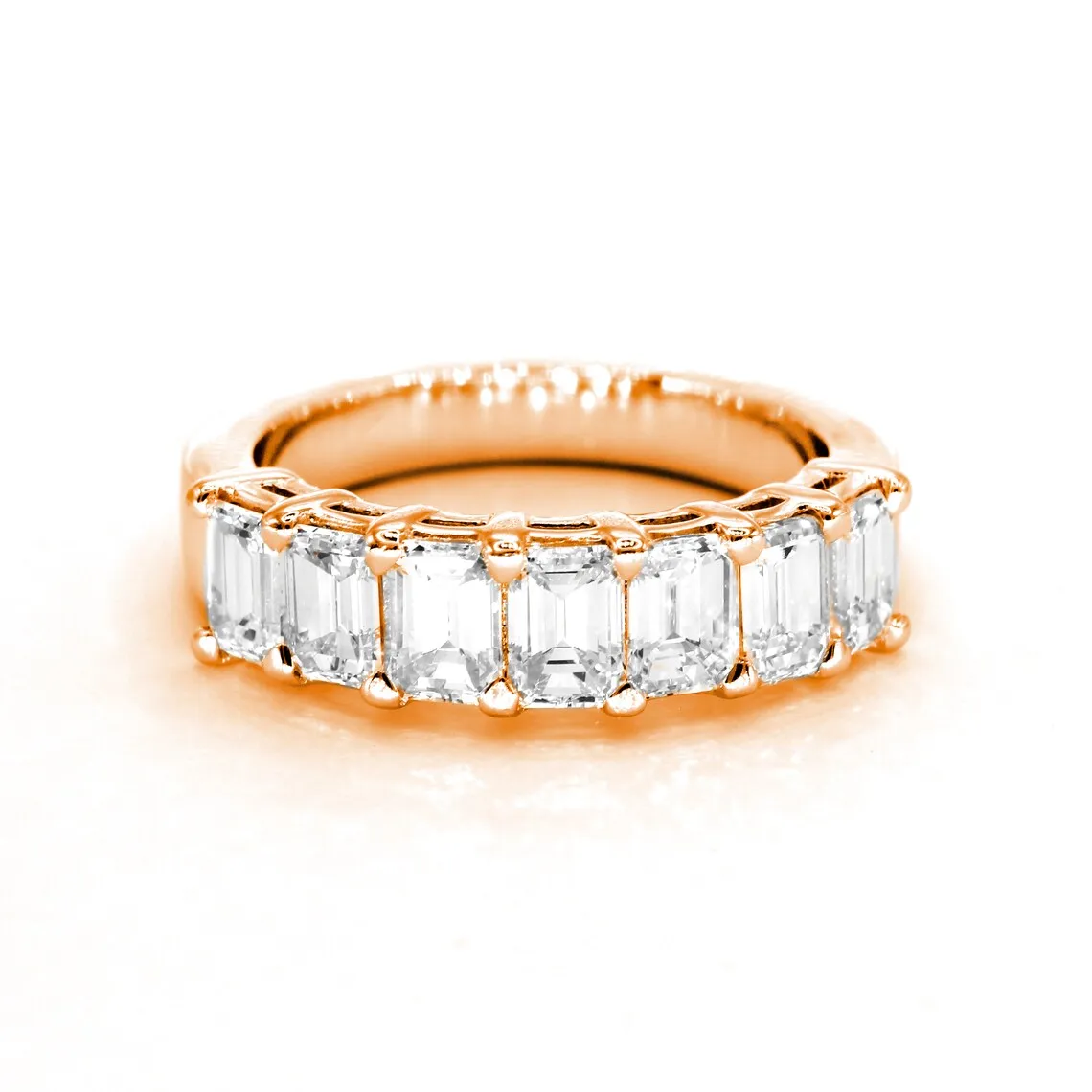 2.17 ct. Emerald Cut Diamond Wedding Band, 7 Stone Ring Anniversary Ring