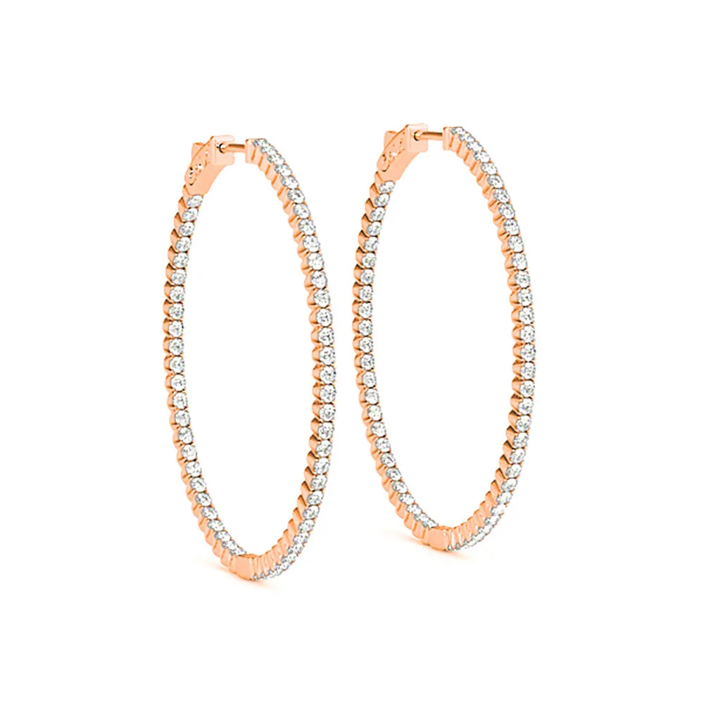2.25 ctw Diamond Hoop Earrings Oval Inside-Out