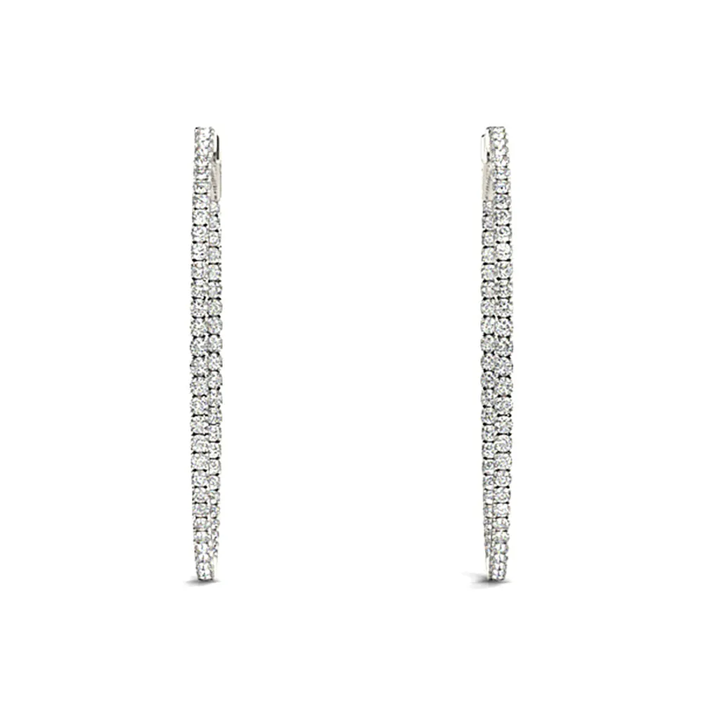 2.25 ctw Diamond Hoop Earrings Oval Inside-Out