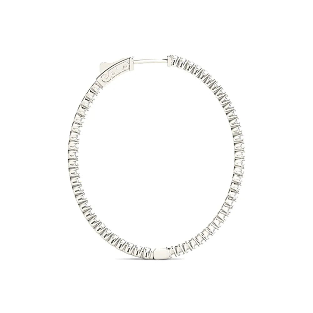 2.25 ctw Diamond Hoop Earrings Oval Inside-Out