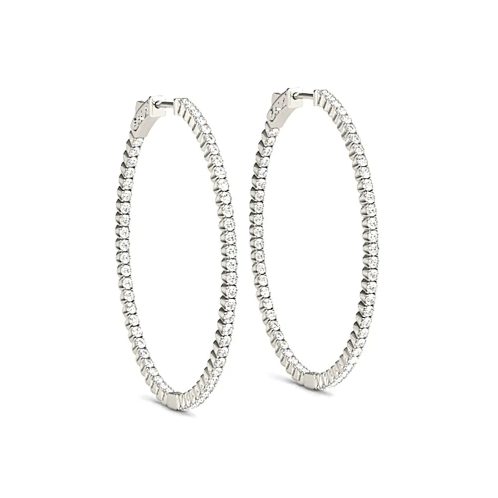 2.25 ctw Diamond Hoop Earrings Oval Inside-Out