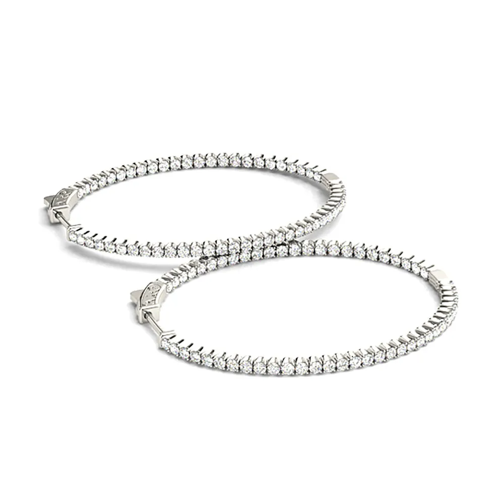 2.25 ctw Diamond Hoop Earrings Oval Inside-Out