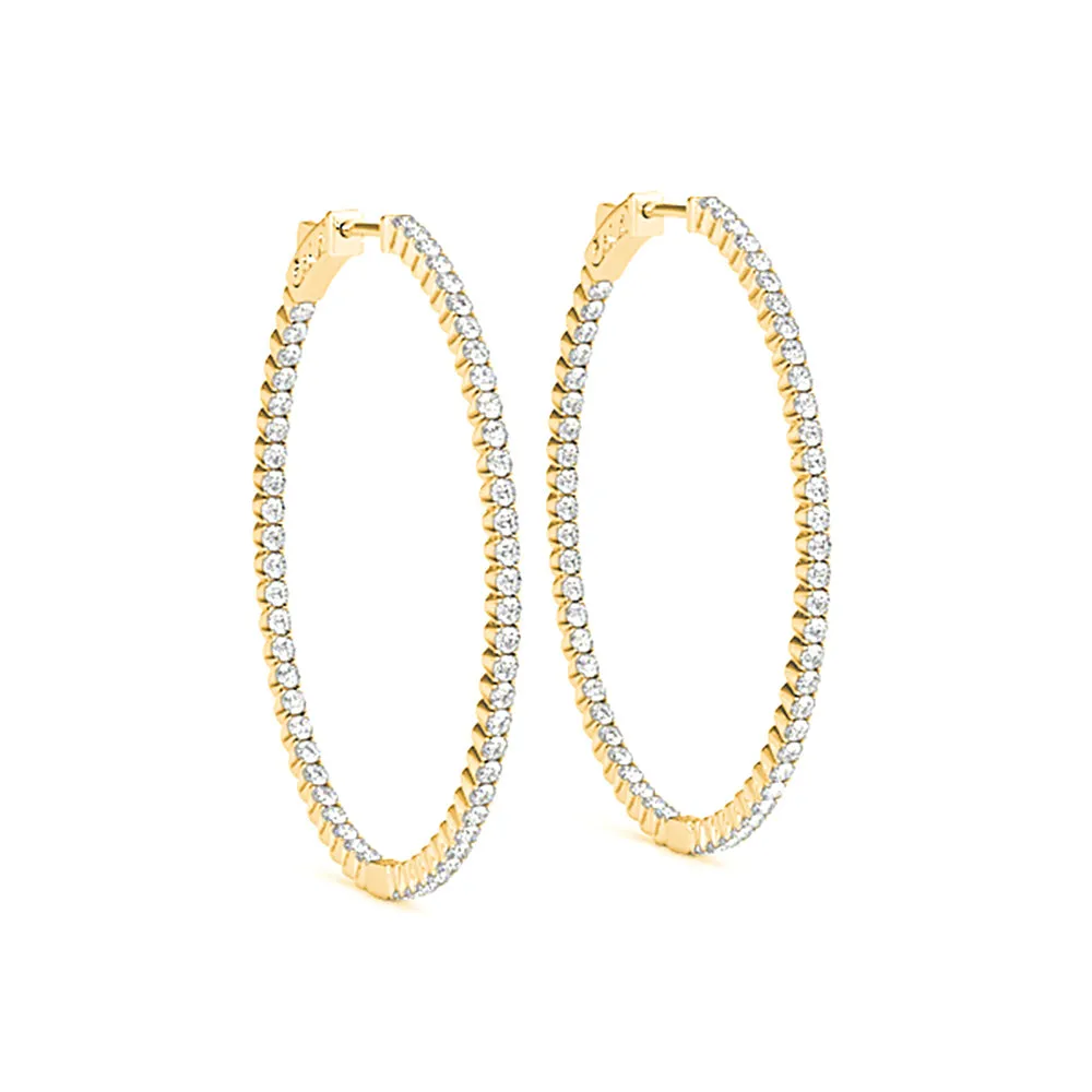 2.25 ctw Diamond Hoop Earrings Oval Inside-Out