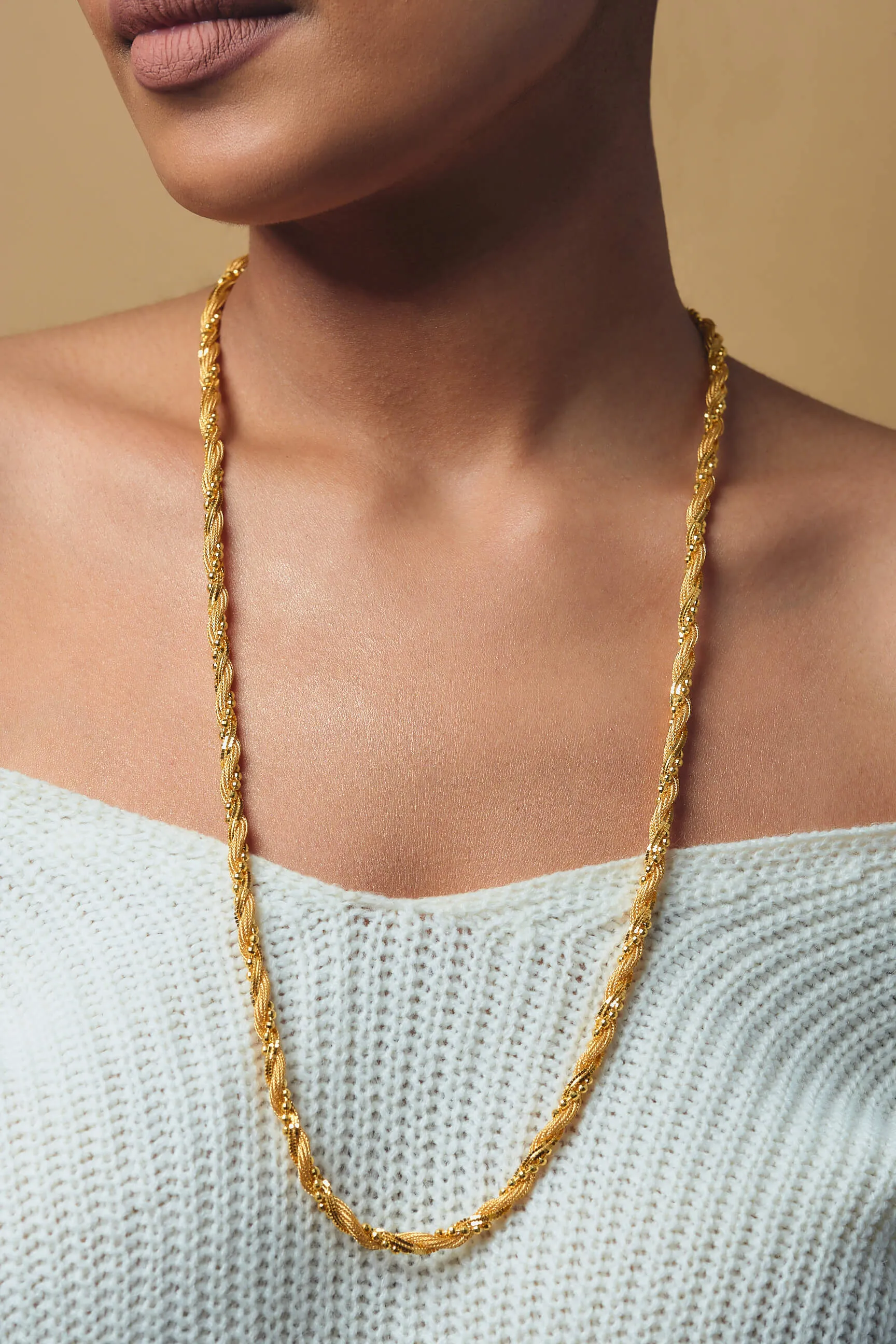 22K YELLOW GOLD LUXURIOUS TWISTED NECKLACE