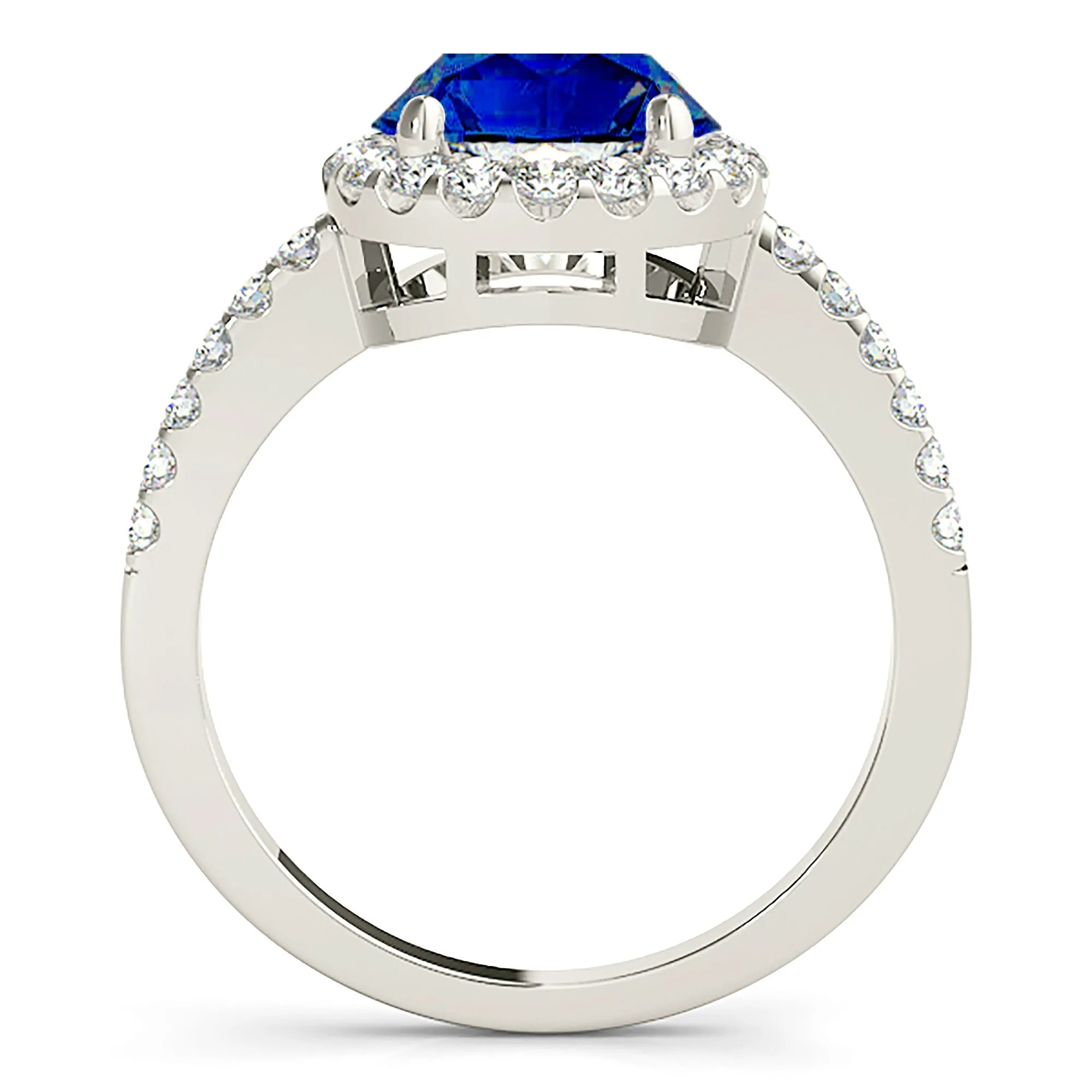 2.40 ct. Genuine Blue Sapphire Halo Ring
