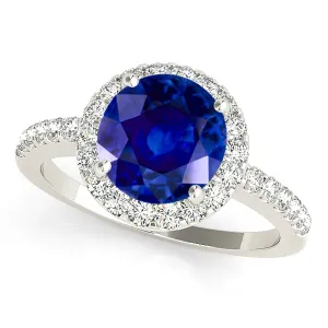 2.40 ct. Genuine Blue Sapphire Halo Ring
