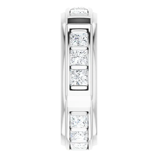 2.70 ctw Bar Set Princess Cut Diamond Men's Ring
