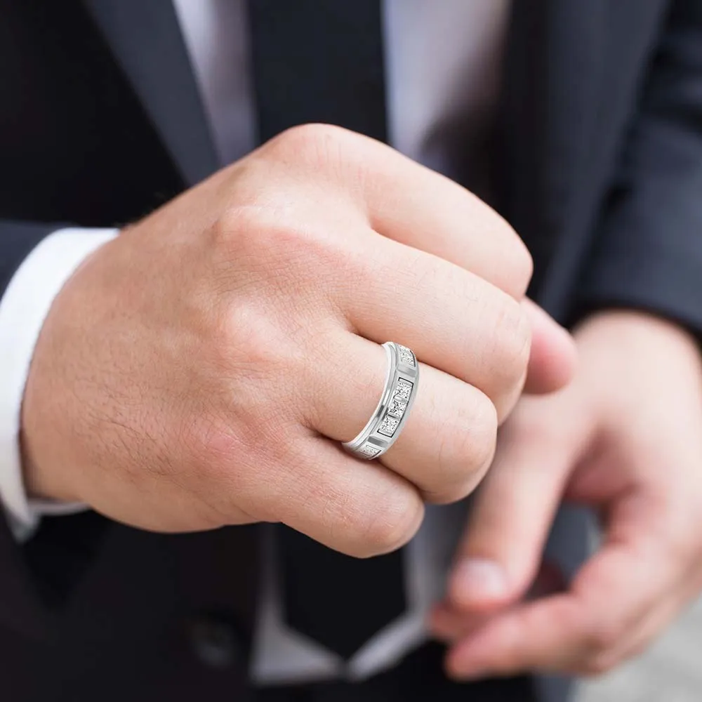 2.70 ctw Bar Set Princess Cut Diamond Men's Ring