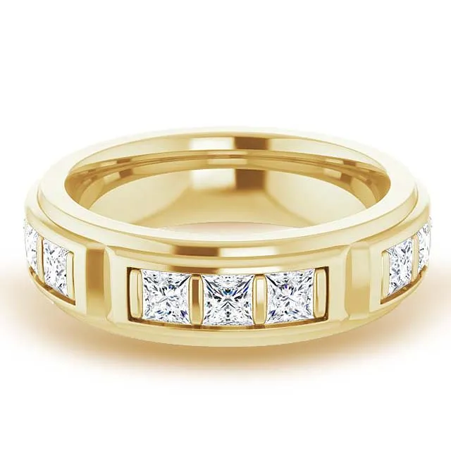 2.70 ctw Bar Set Princess Cut Diamond Men's Ring