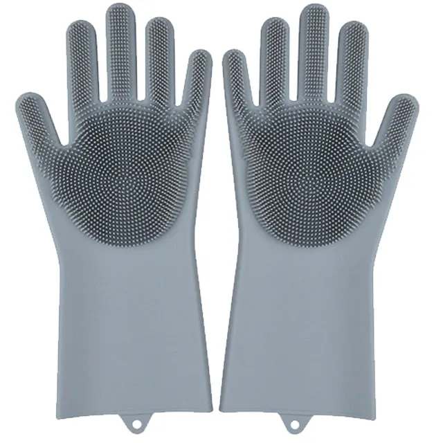 2pcs Silicone Kitchen Household Washing Cleaning Gloves