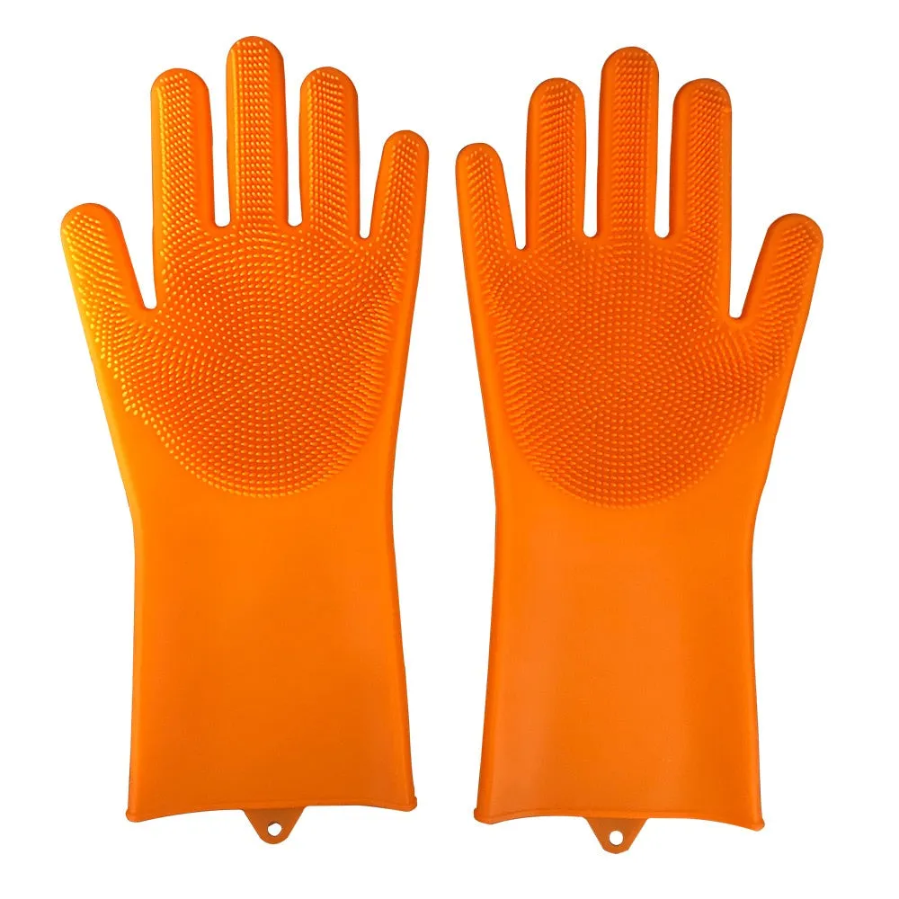 2pcs Silicone Kitchen Household Washing Cleaning Gloves
