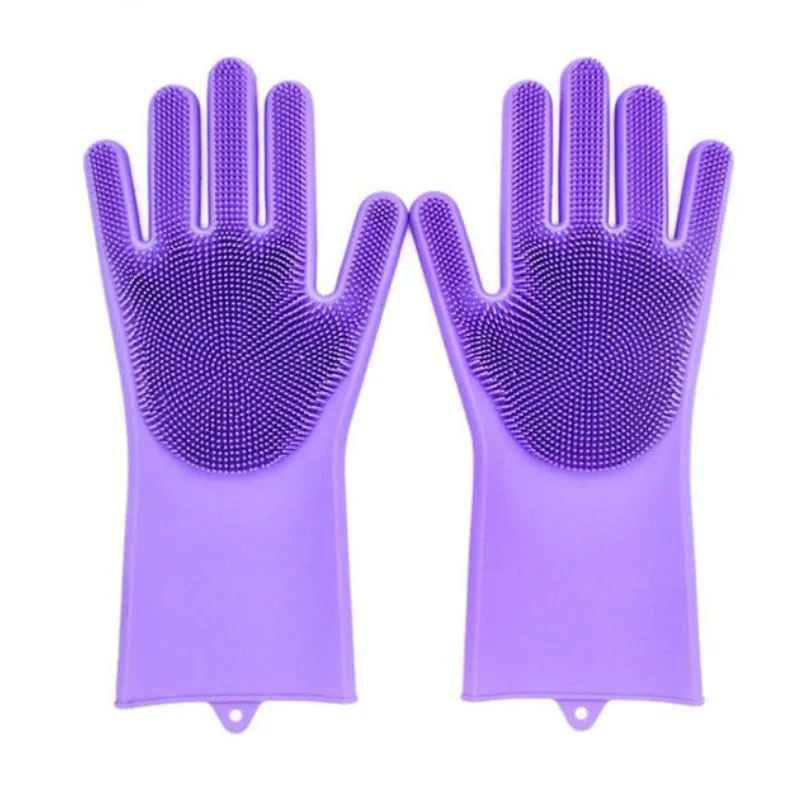 2pcs Silicone Kitchen Household Washing Cleaning Gloves