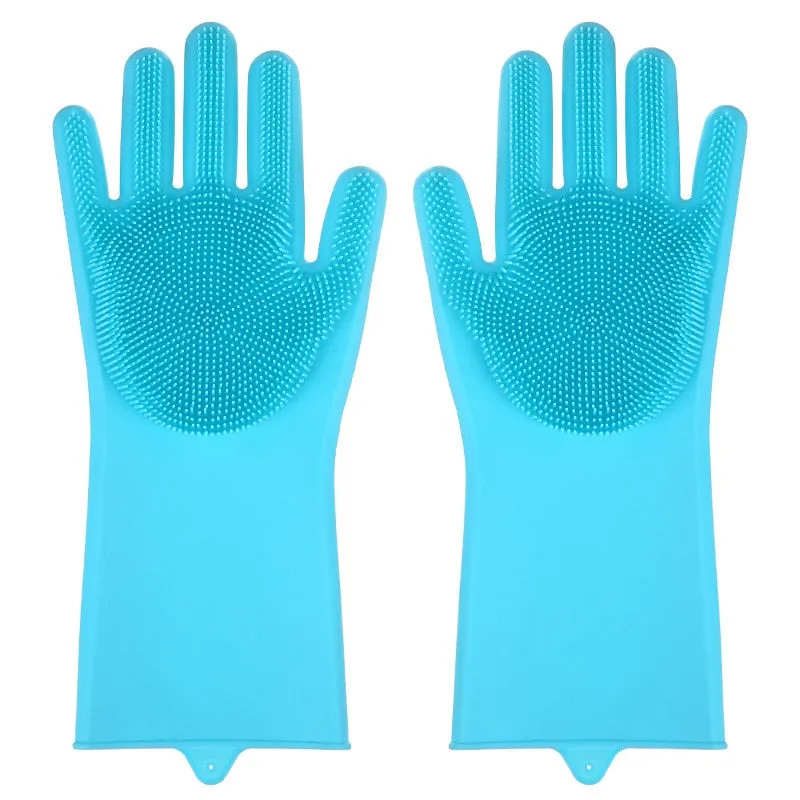 2pcs Silicone Kitchen Household Washing Cleaning Gloves