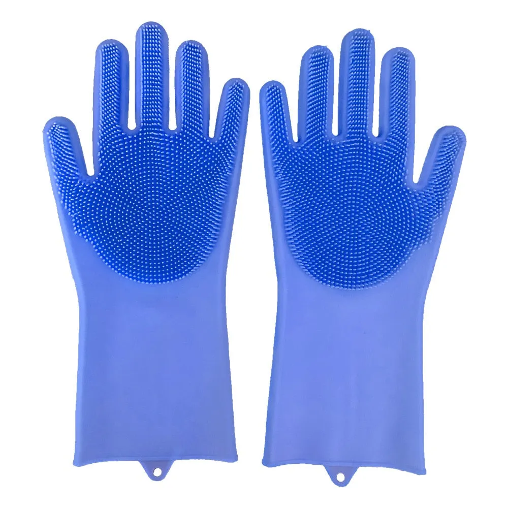 2pcs Silicone Kitchen Household Washing Cleaning Gloves